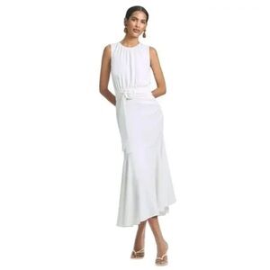 NWT SACHIN + BABI Sleeveless Camila Dress Evening Gown Ivory White Belted 4